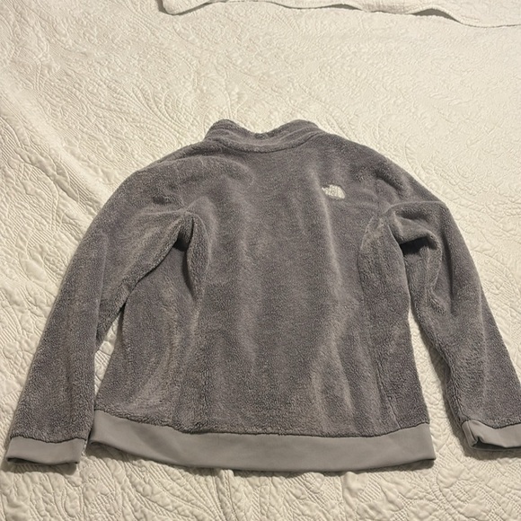 The North Face gray fuzzy, zip up jacket size large - Picture 8 of 9